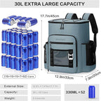 Large 52cans Waterproof Insulated Cooler Backpack for Men & Women, Leak Proof Backpack Cooler, Soft, 8Gal