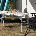 VINGLI Small Folding Table Portable 3FT Aluminum Foldable Camping Table for Picnic Card Table with 3 Adjustable Height & Carry Handle for Outdoor Indoor Hiking Camp BBQ Beach-White
