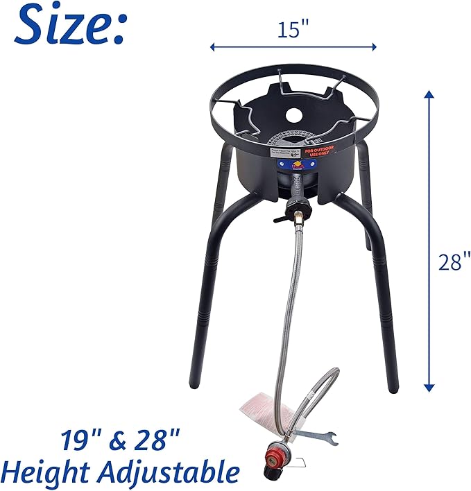 ARC Propane Burners For Outdoor, 15“ Wok Burner Single Propane Burner With Adjustable Legs, 65,000BTU Cast Iron Portable Propane Stove Great For Camping And Turkey Frying, Crawfish Cooking