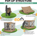 COBIZI 6x6 FT Pop up Gazebo Tent, Waterproof Instant Screen with Mosquito Netting, Portable Outdoor Small Screen Tents Sun Shelter, carpas para Patio for Outdoor Camping, Backyard and Garden, Khaki