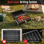 Portable Charcoal Grill, Table Top Small BBQ Grill For Outdoor, Camping, Beach, Easy Assembly, Heavy Duty & Multi-Use Small Grill, Black (270 Sq.In)