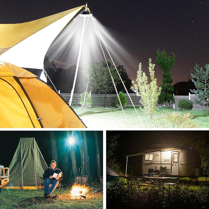10000mAh 4000LM Rechargeable Camping Light with Motion Sensor and Radar , Standby Time of 72 Hours Automatic Light Portable Camping Lantern 30W with Magnet , IPX5 Waterproof Tent Lights