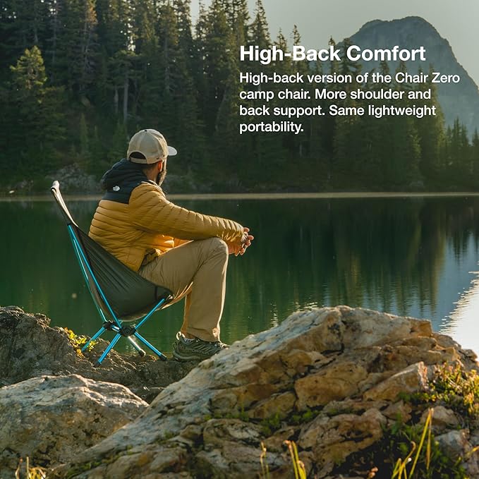 Helinox Chair Zero Highback Chair, 1.43lbs, Ultralight, High Back Camping Chair, Backpacking, Folding Outdoor Chairs, Black