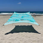 Neso Gigante Portable Beach Tent Sun Shelter - Lightweight Beach Shade Canopy - Easy Setup for Family Outings - Patented Reinforced Corners - UPF 50+ Sun Protection - 8ft Tall, 11 x 11ft - Swells