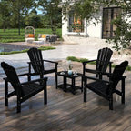 Stackable Adirondack Chair Set of 2, HDPE All-Weather Adirondack Chairs - Durable and Space Saving, Plastic Outdoor Fire Pit Chairs with Cup Holder,Black