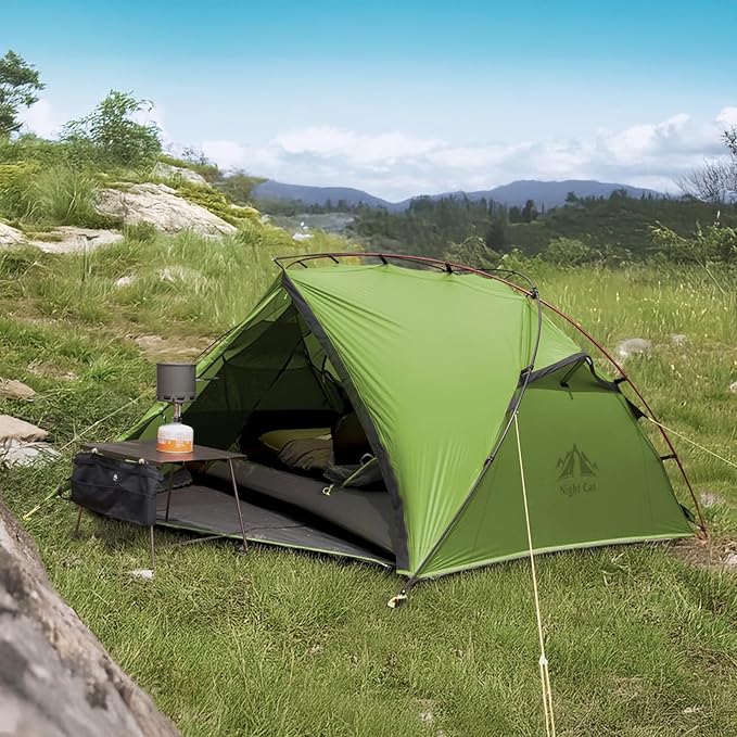 Night Cat Ultralight Backpacking Tent: Waterproof Lightweight Two People Camping Tent for Outdoor Hiking Trekking with Double Layers Aluminum Poles and Footprint