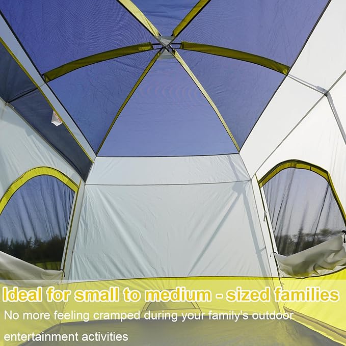Vidalido Tents，3-4 Person Camping Tent with Extended Vestibule，Weather Resistant Family Tents with Breathable Mesh Windows，Easy Install Waterproof Outdoor Tent for Backpacking and Camping Hiking