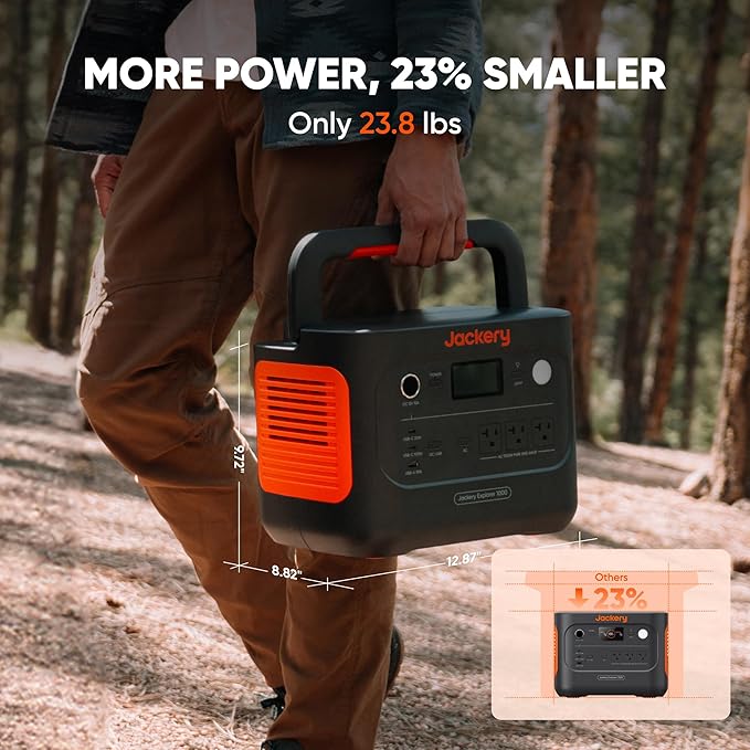Jackery Generator 1000 v2 with 200W Panel, 1070Wh Portable Power Station, 1500W AC Output, LiFePO4 Battery for Camping and Emergency, Black