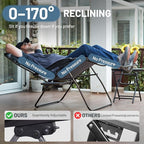 Timber Ridge Oversized Zero Gravity Chair, 33In Wide XXL Zero Gravity Reclining Chair with Side Table, Full Padded Lounge Chair for Outdoor Camping Patio Lawn, Heavy Duty Supports 500lbs, Grey-1 Pack