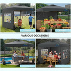 8X8 Pop Up Canopy Tent with 3 Sidewalls,Easy Up Canopy,Commercial Instant Shelter,Heavy Duty One Person Set Up Event Tent,Grey