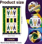 Zubebe 6 Pieces Mardi Gras Kitchen Towels 18 x 28 Inches Print Dish Farmhouse Towel Happy Mardi Gras Hand Towels for Carnival Cooking Baking Home Cleaning Wipes
