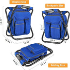 Kikerike Backpack Stool Cooler Chair Heavy Duty 300 LBS Max Load Portable Lightweight Stool Backpack Folding Fishing Cooler Seat for Camping Hunting Fishing - Dark Blue