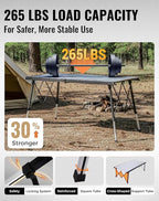 KingCamp Folding Camping Table Foldable, 55.1" x27.6" Aluminum Roll Up Table with Adjustable Height 6-7 Person Camp Tables Outdoor with Carrying Bag for BBQ, Patio, and Picnic Loads 265 Lbs