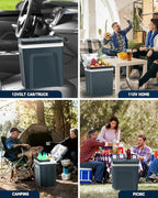 SubSun Electric Cooler and Warmer with Handle，32Quart (30 L) Portable Thermoelectric Fridge， Car Fridge Cooler with 12V DC & 110 AC for Camping, Travel & Picnics,Grey