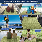 Double Sleeping Pad for Camping - 5" Ultra-Thick Camping Mattress with Pillow, Built-in Foot Pump, Compact 2-Person Portable Camping Mat for Backpacking, Hiking, Car Traveling, Beach, Tent