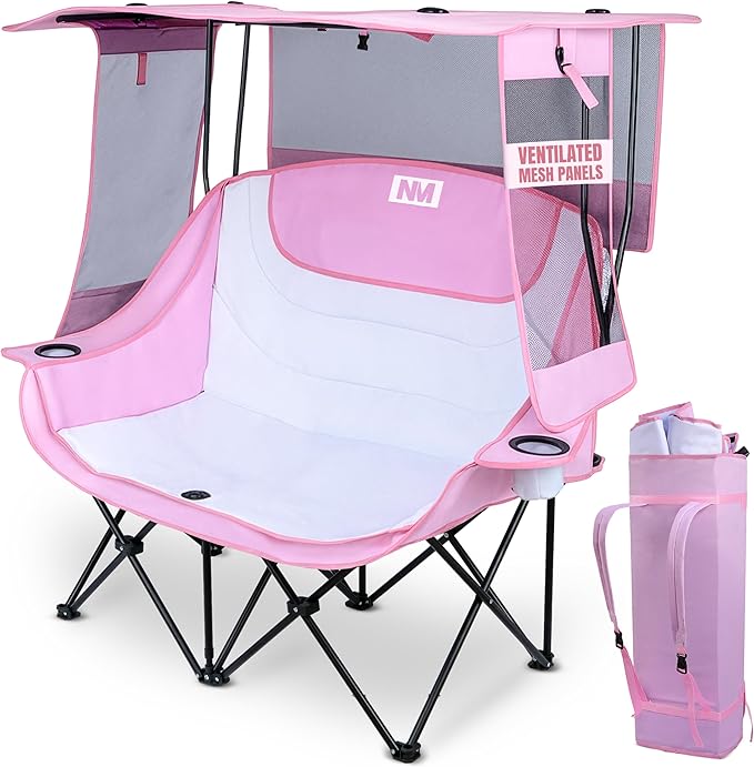 Night Market Double Camping Chair – Camping Couch, Double Folding Chair with Removable Canopy, Portable Loveseat for Outdoor, Beach, and Sports