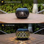 Solar Lanterns Waterproof Outdoor Decor,Hollow Out Retro Metal Solar Lights, Unique Gardening Gifts for Women Mom, Outside Garden Yard Porch Lawn Indoor Tabletop Decorations