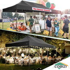COBIZI 10x20 Pop Up Canopy Heavy Duty Without Sidewalls, Commercial Heavy Duty Pop Up Tent for Parties All Weather Waterproof and UV 50+ Wedding Tent with Roller Bag(Legs Upgraded),Black
