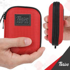 Thrive Mini First Aid Kit - Compact Travel Essentials Pack - Waterproof Camping Essentials Set - Portable Car First Aid Kit & Hiking Supplies Pouch - 66-Piece Set, Red Shell Case