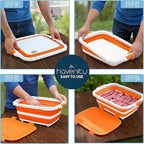BBQ Prep Tub 8L - Multifunctional Collapsible Camping Cutting Board with Upgraded Locking Lid, Meat Storage Container for Meal Prep, Dish Basin Bowl Perfect for Grilling Outdoor (Large)