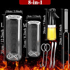 Rolling Grilling Basket Veggies Grill Accessories Bbq Net Tube Tools Set Barbecue Cage Outdoor Flat Top Pellet Electric Camping Cooking Picnic Gear Must Haves Essentials Gadgets Basket for Vegetable