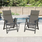 Domi Patio Outdoor Sling Chairs Set of 2 with Moveable Headrest, Folding Chairs Outdoor Reclining Camping Chairs with Armrest Adjustable High Backrest and Padded Textilene Fabric Seat