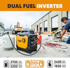 Pulsar 2700 Watt Portable Inverter Generator, Dual Fuel Gasoline & Propane, CO Sensor, Super Quiet, Use for Jobsite, Camping, Outdoor & Home, NE27BISCO