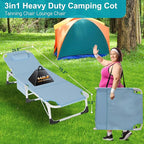 ABORON Folding Camping Cot W/Mat & Face Arm Hole for Adults, Adjustable Heavy Duty Outdoor Bed,1200 D Layer Oxford Travel Camp Cots for Beach, Pool, Lawn,Yard, Patio