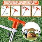 23 Pack Tent Stakes Heavy Duty,10 Inch Non-Rust Metal Tent Pegs Camping Stakes,Ground Stakes Tent Spikes for Camping,Garden,Hiking,Grassland,with 1 Pcs Hooked Head & 2 Pcs 10FT Ropes