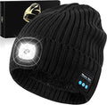 Bluetooth Beanie Hat with Light for Men, LED Beanie with Light Rechargeable, Headlamp Cap Wireless Headphones Built-in Speaker Mic Christmas Gifts for Teens Stocking Stuffers for Men Dad(Black)