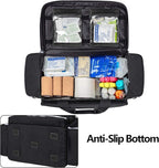 Trunab First Aid Bag Empty Medical Duffel First Responder Trauma Storage with Inner Dividers and No-scratch Bottom, Ideal for EMT, EMS, Paramedics, Bag Only, Black