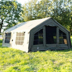 Coody Inflatable Canvas Camping Tents with Stove Jack – Premium Air Beam Family Glamping Tent, Breathable Cotton Canvas, Fast Setup Air Tent with Pump