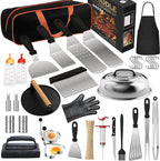 134 Pcs Griddle Accessories Kit for Blackstone - Perfect Flat Top Grill Accessories for Outdoor, Professional Round Melting Dome with Cast Iron Smash Burger Press for Barbecue.
