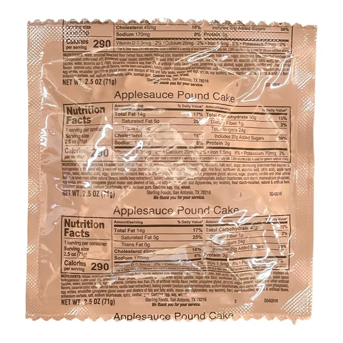 MRE Depot MRE Desserts Pound Cake Combo – 12 Pack of Ready-to-Eat Emergency Food – Includes Applesauce, Vanilla, & Marble Cake Flavors – 2.5 oz Each – Long Shelf Life Food & No Refrigeration Needed