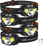 LHKNL Headlamp Flashlight,4-Pack Lumen Ultra Bright LED Rechargeable Headlight with White Red Light,Waterproof Motion Sensor Head Lamp,8 Mode for Outdoor Camping Running Cycling Fishing