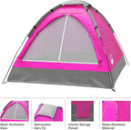 Wakeman Tents 2-Person Tent with Removable Rain Fly and Carry Bag - Comes with Camping Lantern with Fan - Weather-Resistant Camping Accessories by Wakeman