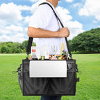 FANGSUN Large Grill and Picnic Caddy with Paper Towel Holder, BBQ Organizer for Utensils, Plates, Condiments, Collapsible & Easy-Carry Griddle Caddy, Must-Haves for Outdoor, Camper, Travel, Car, RV