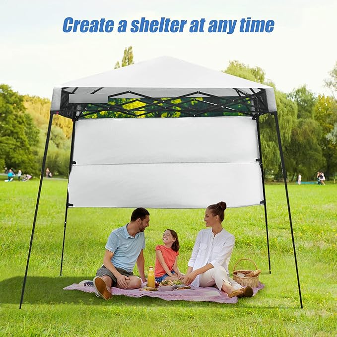 Fireflowery 7’ x 7’ Pop Up Canopy Tent, Portable Shelter Canopy w/Backpack, Outdoor Instant Canopy Tent, Lightweight & Compact for Hiking, Fishing, Camping, Picnic (7'x7' Base, 6'x6' top)