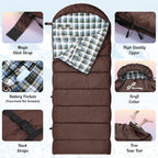 Sportneer Heated Sleeping Bag with 5 Heating Zones, Warm Flannel Cold Weather Sleeping Bag for Adults, 3 Heat Levels USB Powered (Power Bank Not Included), Winter Camping & Outdoor Hiking