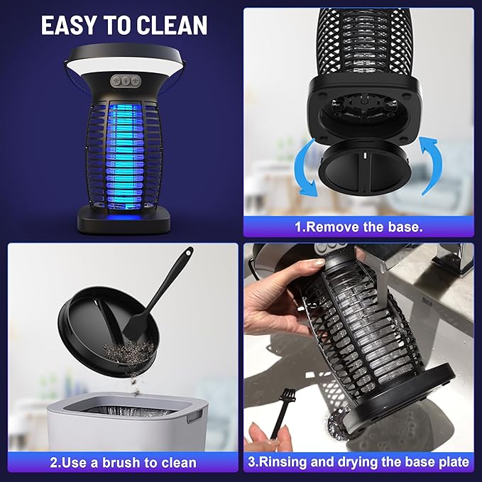 Solar Bug Zapper Outdoor, Rechargeable & Solar Powered, 4200V High Voltage for Effective Mosquito & Multi-Insect, Pet/Child Safe with UV Light, Waterproof for Camping Indoor Outdoor