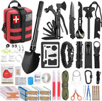 LUXMOM Gifts for Men Dad Christmas, Survival Kit and First Aid Kit, 142 Pcs Survival Gear and Equipment with Molle Pouch, Camping Essentials for Men Outdoor Adventure
