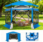 COBIZI 12x12 FT Pop Up Canopy Stargazing Tent, Gazebos On Clearance with Removable Roof, Screened in Gazebo, Screen Tents Portable carpas para Patio for Outdoor Camping,Backyard, Garden, Blue(Pro)