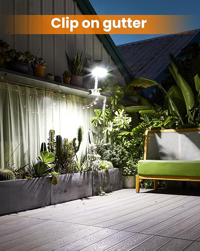 Clip On Solar Lights Outdoor, Motion Sensor Outdoor Lights, 92 LEDs 600LM Solar Fence Lights Outdoor Waterproof,Security Lights for Fence, Deck, Gutter (1, Clamp/White/6000K)