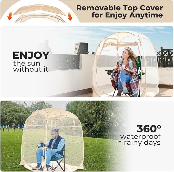 All Weather Proof Pod Sports Tent,Outdoor Weather Tent Sports Pod Pop Up Shelter with Sealed Floor,2-4 Person Clear Tent for Sport Event,Camping,Fishing 8 Sizes & Multicolor