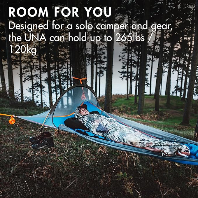 Tentsile UNA V3 Solo Tree Tent Hammock, 1-Person Capacity, Anti-Roll System, Ratchet and Straps Included, Portable Tree House Shelter, Designed in The UK