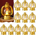 Ferraycle 12 Pcs Mini Lantern Decor 4 Inch Western Lantern Table Centerpiece Small Vintage Camping Hanging Lamp Ornaments Bulk for Cowboy Cowgirl Wedding Halloween Christmas (4 Inch,Gold)