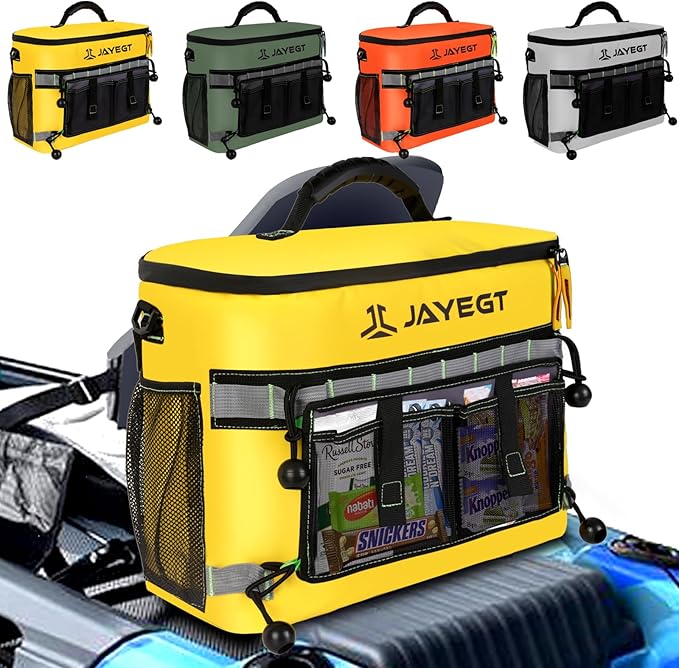Kayak Cooler Behind Seat - Waterproof Cooler Bag Compatible with Lawn-Chair Seat Kayak，Kayak Accessories Camping Cooler, Portable Ice Chest for Fishing, Beach,Picnic, Trips (Orange, Medium)
