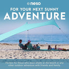 Neso Gigante Portable Beach Tent Sun Shelter - Lightweight Beach Shade Canopy - Easy Setup for Family Outings - Patented Reinforced Corners - UPF 50+ Sun Protection - 8ft Tall, 11 x 11ft - Seafoam