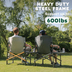 Oversized Directors Camping Chair Support 600 LBS, Heavy Duty Folding Outdoor Chairs with Detachable Side Pocket and Adjustable Side Table for Outside Beach,Lawn,Fishing (Red)