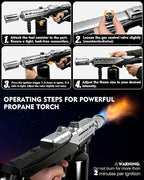 Powerful Propane Torch Gun | Propane Torch Gun Flamethrower with Adjustable Flame | Flame Torch Gun for BBQ, Searing Steak, Grill, Camping, Charcoal Lighter & Campfire Starter | Tank Not Included
